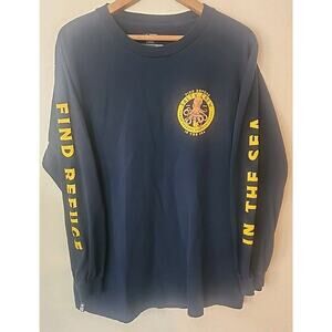 Salty Crew Long Sleeve T-Shirt Black Octopus Design LARGE fishing 2 Sided